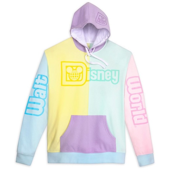 Walt Disney World Pastel Logo Colorblock Hoodie Sweatshirt Unisex Sz Medium - Picture 1 of 13